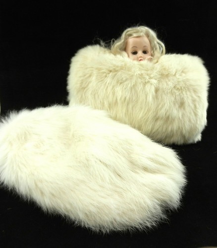 Earflap Hat White Fur Closing Eyes 