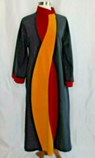 VTG Vanity Fair Color Block Velour House Coat Robe Nightgown SZ XS USA Made