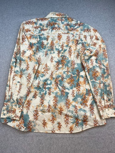 Metropolitan By Lord & Taylor Shirt Mens Large White Blue Floral Casual Party - Picture 8 of 9