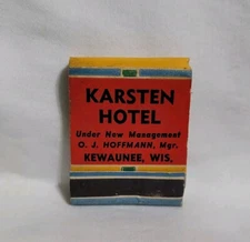 Vintage Karsten Hotel Cocktail Lounge Matchbook Kewaunee Wisconsin Advertising