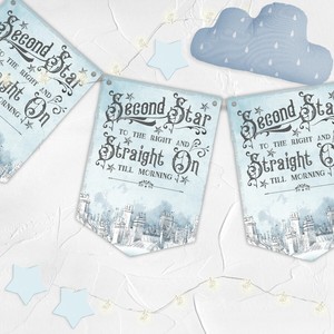 Peter Pan Bunting Party Decoration Second Star Quote Kids