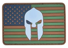 SPARTAN WARRIOR HELMET USA FLAG TACTICAL GLOW PVC HOOK MULTICAM MORALE PATCH