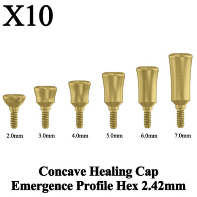 10pcs Dental Concave Healing Cap Emergence Profile Int Hex 2.42mm Connection