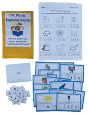 Teacher Made Literacy Center Learning Resource Game CVC Beginning Sounds