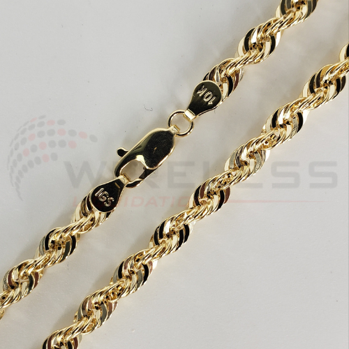 10K Genuine Yellow Gold Necklace Rope 