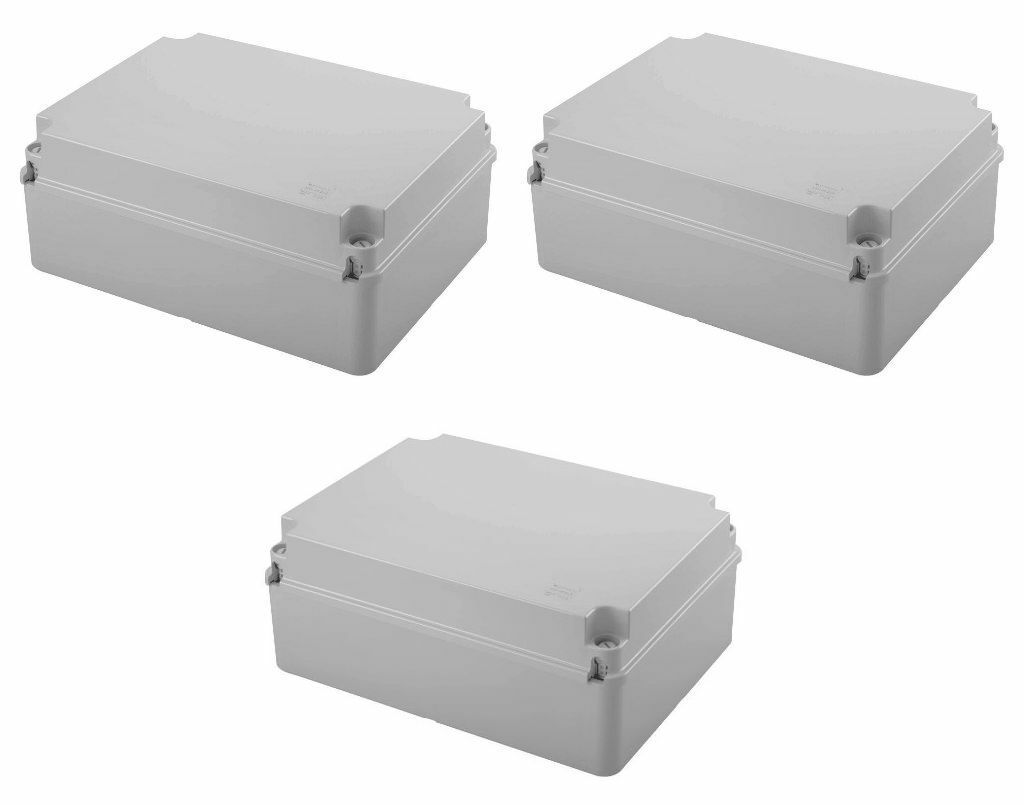 3 x Gewiss GW44208 IP56 Plastic Enclosures IP56 240mm x 190mm  x 90mm (Grey)