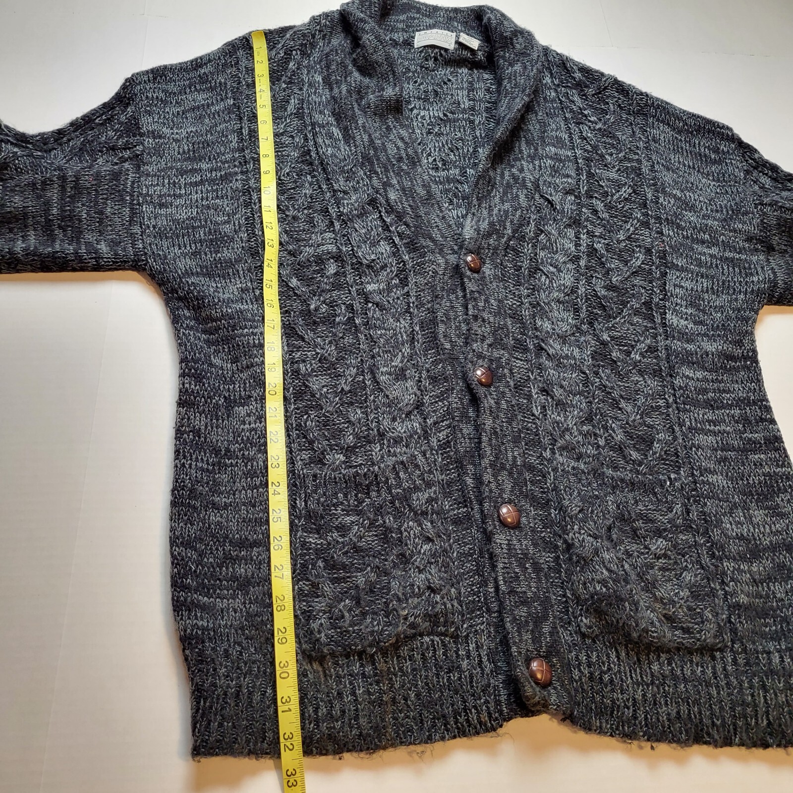 Vtg Sweater Graphix Mens XL Cardigan Gray Button Front 90s 🐶61 eBay