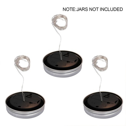 Solar 20 LED Jar Lid Lights with Hangers Solar Fairy Firefly String Garden Decor - Picture 11 of 24