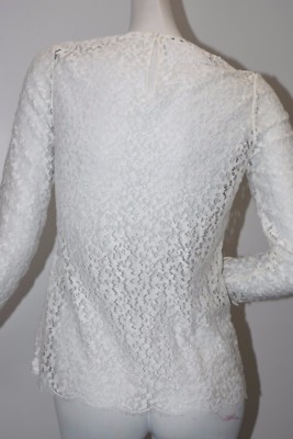 Blouse Oscar De La Renta En Dentelle Ivoire à Ourlet Asymétrique - Taille 2 - Neuf Avec étiquettes