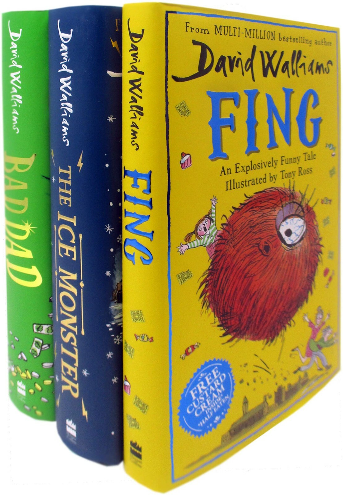 David Walliams Fing, Bad Dad,The Ice Monster 3 Books Collection Set Hardback NEW