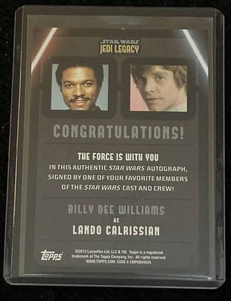 2013 Topps Star Wars Jedi Legacy Billy Dee Williams como Lando Calrissian Auto Foto 2 de 2