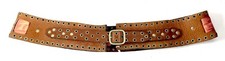 Vintage Brown Buffalo Leather Wide Waist Plain Belt. Joed Vintage Silk Grommets