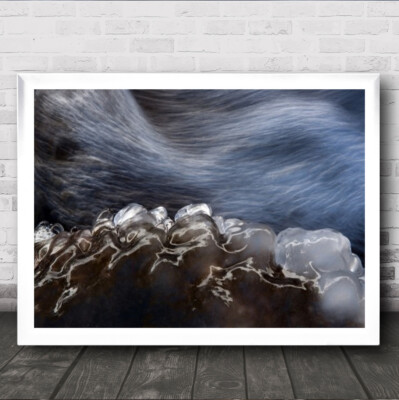 Eiswasser Fluss Berge Abstrakt Eis Winter Kalt Wandbild Kunstdruck