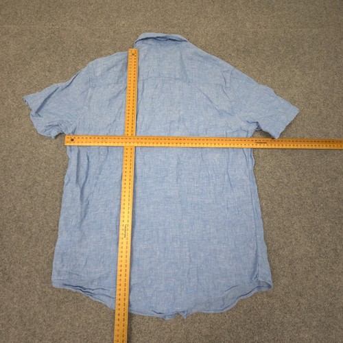 Nautica Shirt Mens SMALL Blue 100% Linen Short Sleeve Button Up Casual Size S - Picture 7 of 10