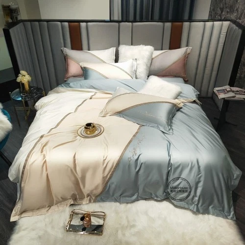 Luxury Bedding Set 120 Thread Count Embroidered Long Staple Cotton Matching 4PCS - Picture 3 of 15