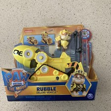 Paw Patrol Rubble RESCUE CONSTRUCTION Deluxe Vehicle Missle Shoot With Figurine