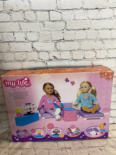 My Life As Living Room Set for 18 inch Doll 9-pcs with Light Up Lamp Purple - Picture 4 of 7