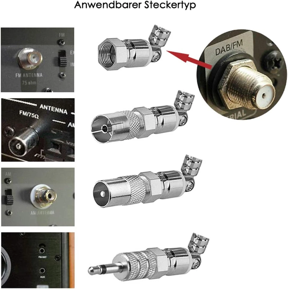 Antenna Radio DAB FM, Sostituzione Antenna Telescopica Da 75Ohm Maschio Spina F - Immagine 4 di 4