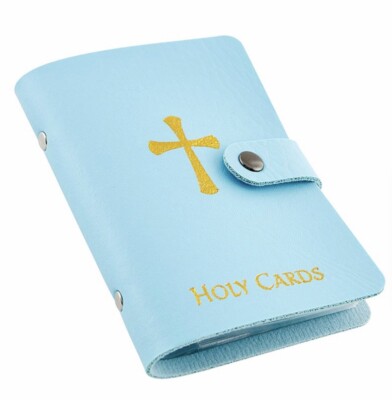 holy card binder White and Gold Leatherette Prayer  In His Name Store allowing you to bring them with you and have them at your fingertips when you need them Holy Card Holder