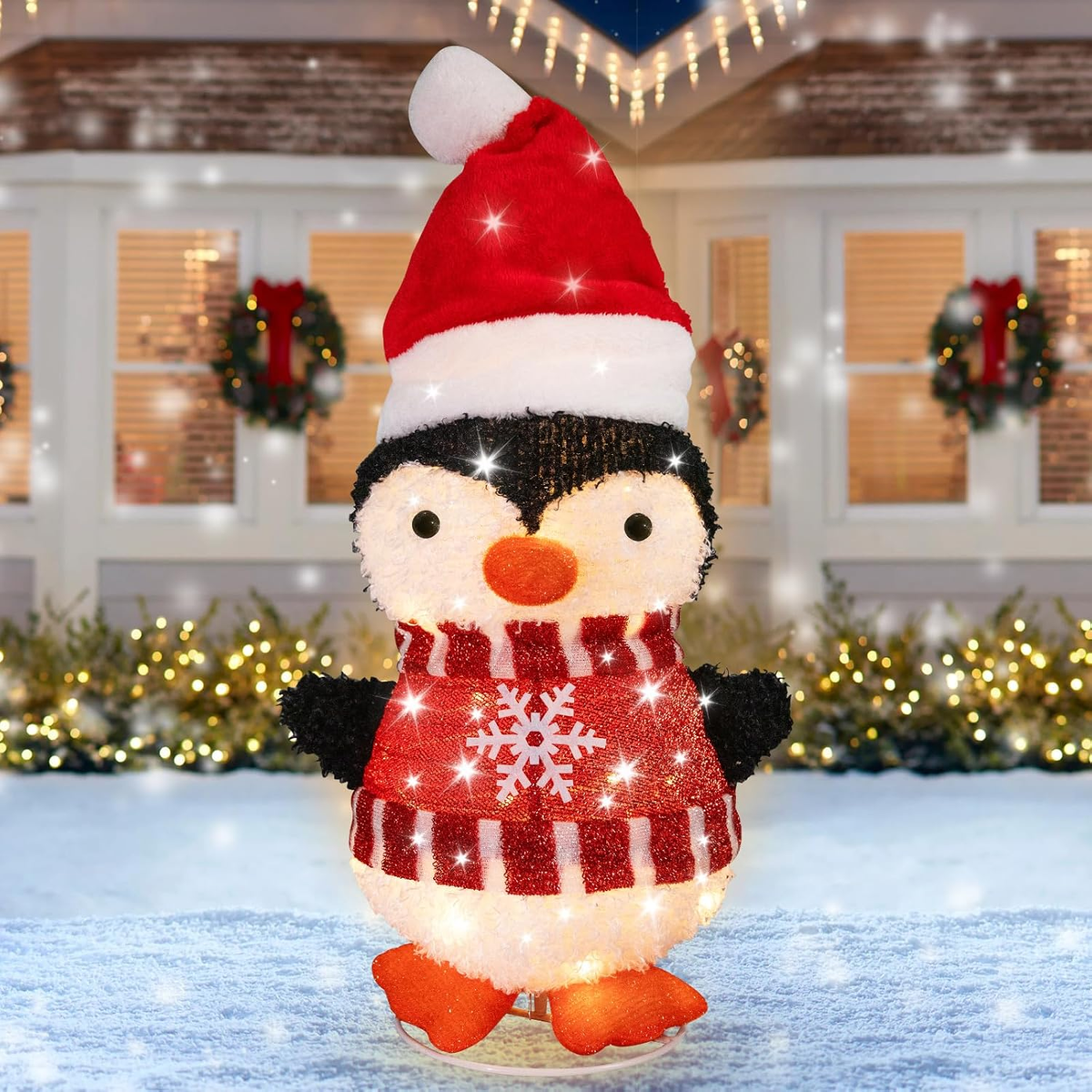 Lighted Penguin Christmas Decorations, Collapsible Battery