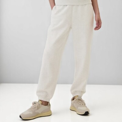 #ad Gap Women#x27;s Elasticized cuffs Waist Fleece Joggers Pale Grey Heat $21.20