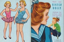 VINTG 1960S TEEN AGE SISTERS PAPER DOLL UNCUT HD LASER REPRODUCTION TOP NO1 SLER