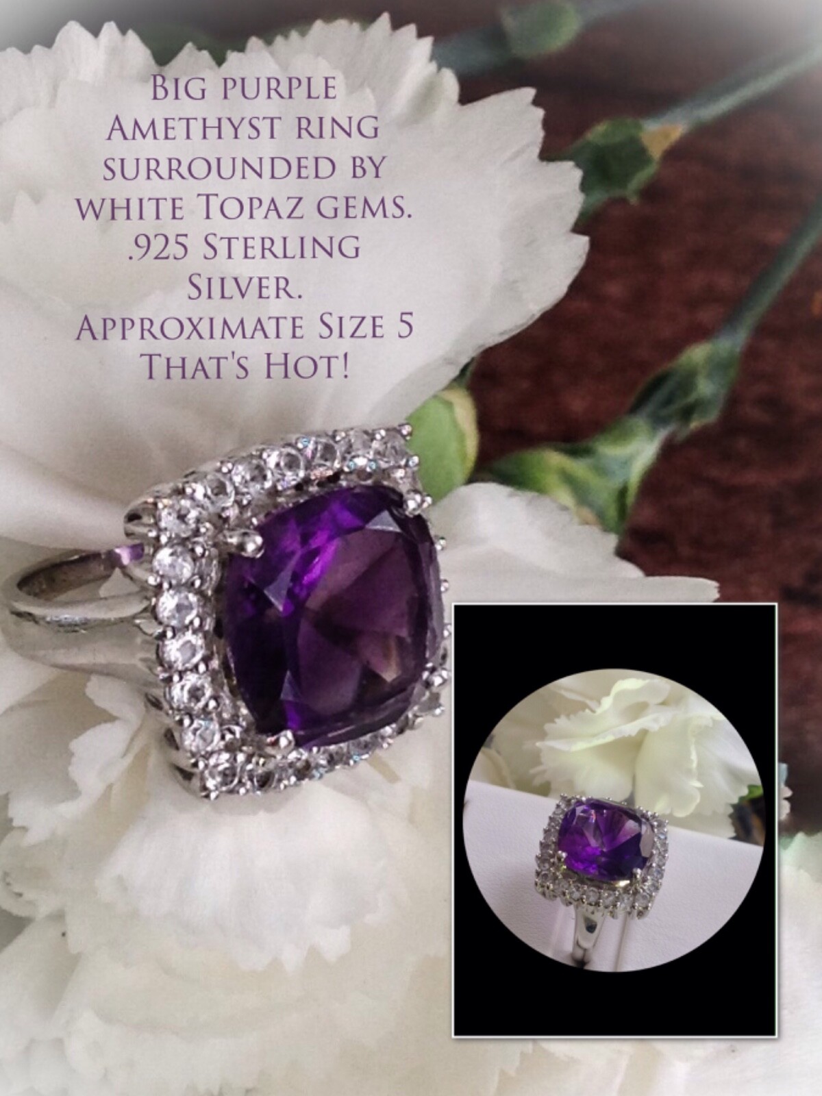 This Amethyst gemstone dinner ring steals the sho… - image 1