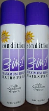 Lot of 2 CONDITION 3 IN 1 MAXIMUM HOLD HAIRSPRAY WITH SUNSCREEN 7oz scented