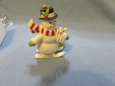 Lenox Very Merry Porcelain Snowman on Skis Tree Ornament MIB
