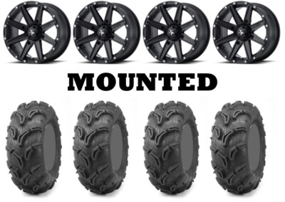Kit 4 Maxxis Zilla Tires 28x10-12 on MSA M33 Clutch Matte Black Wheels TER