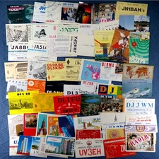 Worldwide QSL Card Lot (60x) Japan Germany USSR, Vintage Am/Ham Radio QSO To USA