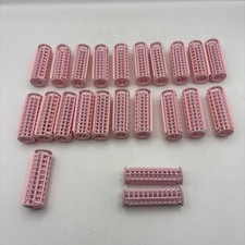 1960s Vtg Retro WIL-HOLD Mesh Plastic Pink Snap No Heat Hair Rollers 21 Rollers
