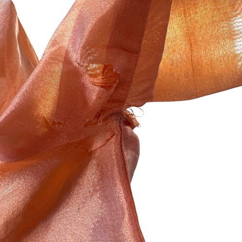 RARE Vintage 1950s Peach Satin Embroidered Strapless Dress Set Bolero & Headband - Picture 9 of 16