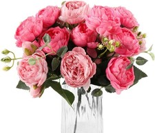 Artificial Peony Silk Flowers Bouquet 4 Bundles for Home Wedding Party Decor