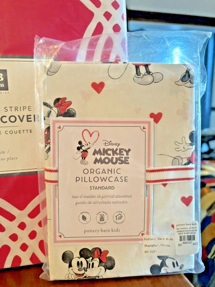 Fronha Pottery Barn Mickey Minnie Mouse + Edredom Rosa Férias Disney CONJUNTO 2h - Imagem 3 de 4