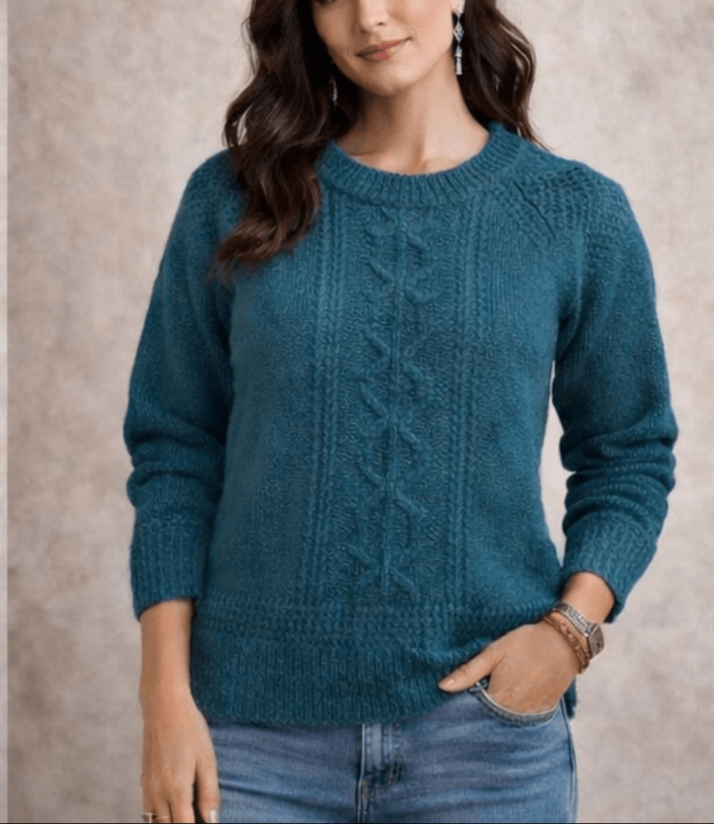 GAP vintage 100% wool hand knit turquoise sweater size small
