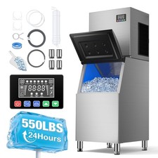 550LBS/24H Air Cooling Commercial Ice Maker Machine with 400lbs Storage Bin