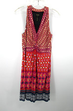 LAUNDRY SHELLY SEGAL Midi Shift Summer Dress Women 6 Multicolor Gypsy Stretch