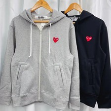 Comme des Garçons Play Heart Patch Hoodie Gray/Black Men Women New