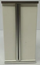 Vintage Dollhouse Miniature White Wood Refrigerator Silver Hardware