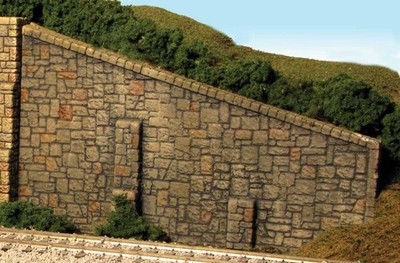 Monroe Models HO Bridge Abutment Wing Walls Random Stone pkg(2) 105