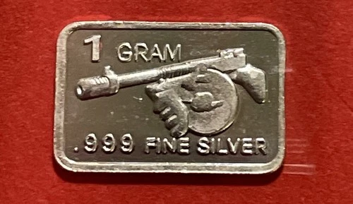 Solid Silver “Tommy Gun” Bar! 1 Gram Fine .999 Pure Silver!