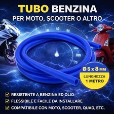 Tubo benzina carburante blu 8mm moto scooter vespa ciclomotore 1m interno 5mm