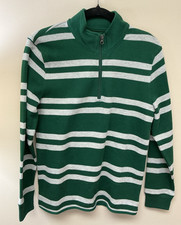 NEW Gap Kids Youth Size XXL Green Gray Striped Pullover Sweater Quarter 1/4 Zip