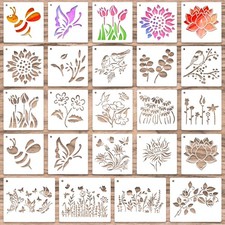 Malschablonen f&uuml;r Wildblumen und Tiere Schablone 13x13 cm 20er Set