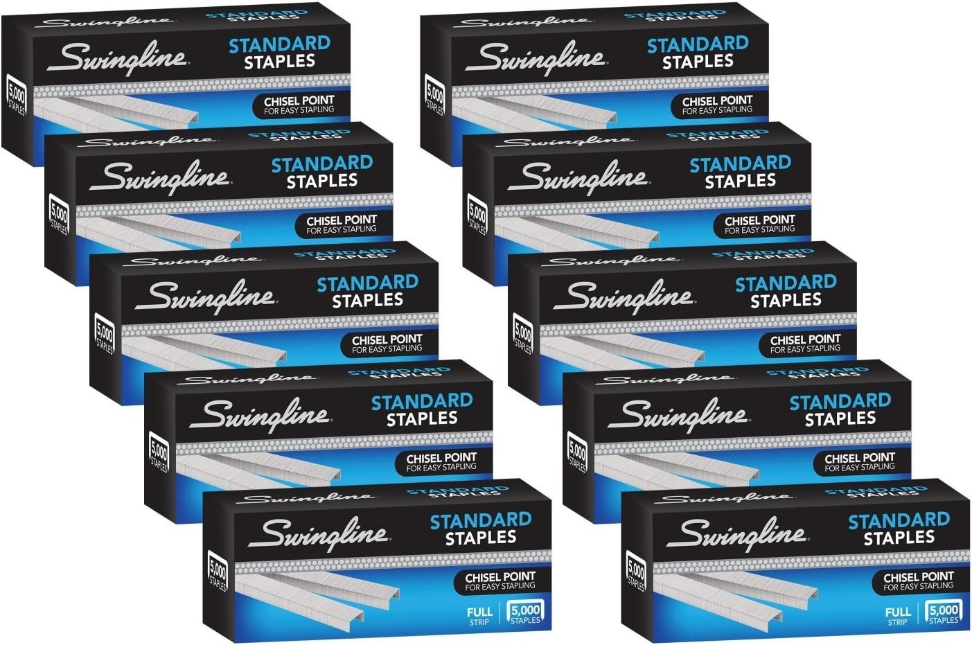 Swingline Standard Staples 1/4 Inch Chisel Point 5000 Box 10 Pack Bulk SF4 74701
