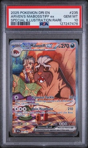 2025 POKEMON DRI EN-DESTINED RIVALS #235 ARVEN'S MABOSSTIFF EX PSA 10