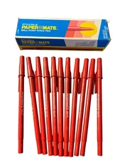 1990 STYLO BILLE PAPER MATE Ball Point Stick Pen #332-11 Medium Red  (11 Pens)