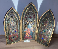 Très grand triptyque art nouveau objet ancien religieux collection religious