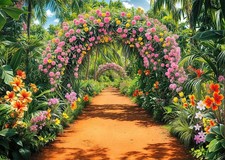 7x5Ft Spring Garden Backdrop Pink Floral Flower Landscape Photo Studio Props